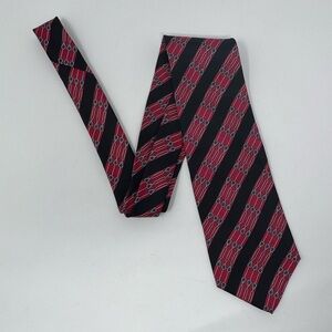 Bert Pulitzer Silk Striped Geometric Neck Tie, retro preppy classic, made in USA
